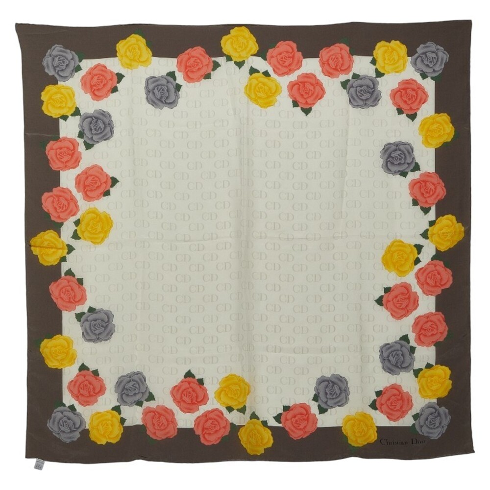 Christian Dior Dior CD logo flower print scarf/muffler in gray and multicolor...